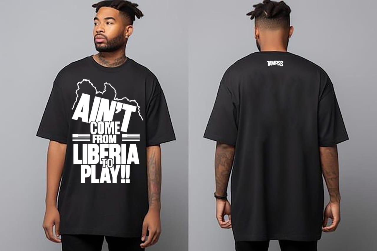 Liberian clothing brand  African heritage streetwear  Custom printed t-shirts and mugs  Ain’t Come From Liberia To Play shirt
